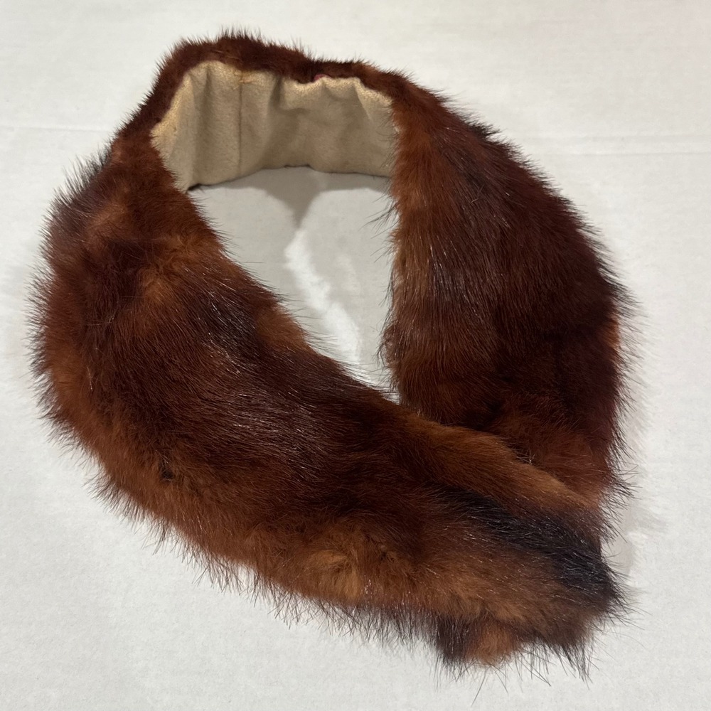Vintage Real Fur Collar Wrap Women Brown Vintage Glamour Stole Maximalist
